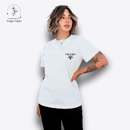T-SHIRT PRADA LATERAL - BRANCO