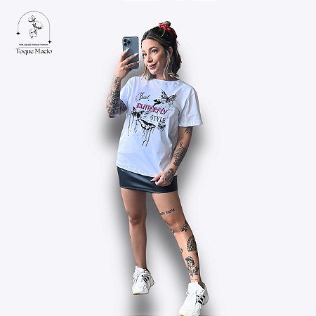 T-SHIRT BUTTERFLY STYLE - BRANCO