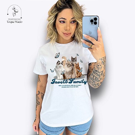 T-SHIRT CATS FAMILY - BRANCO