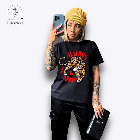 T-SHIRT ALWAYS A LADY - PRETO