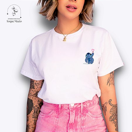 T-SHIRT STITCH CORAÇÃO - BRANCO