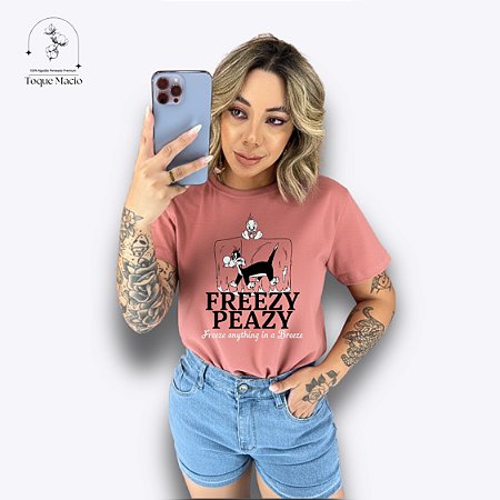 T-SHIRT FREEZY PEAZY - ROSE GOLD