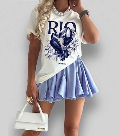 T-SHIRT RIO FARM AZUL - BRANCO