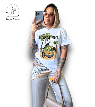 T-SHIRT FARM RIO COCO - BRANCO
