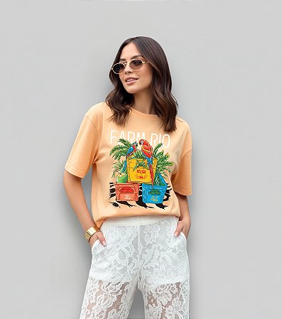 T-SHIRT ARARAS CAIXAS - LARANJA