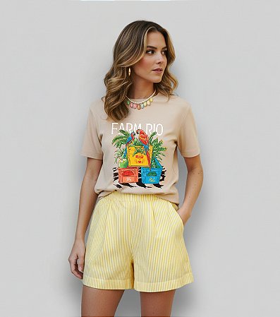 T-SHIRT ARARAS CAIXAS - BEGE