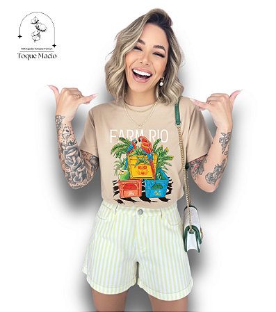 T-SHIRT ARARAS CAIXAS - BEGE