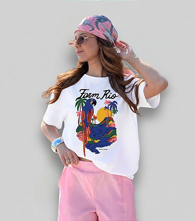 T-SHIRT ARARA AZUL FARM - BRANCO