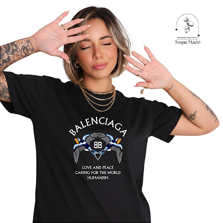 T-SHIRT BALENCIAGA LOVE - PRETO