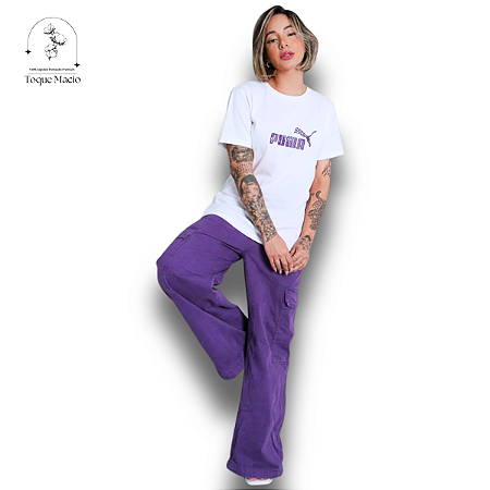 T-SHIRT PUMA LILAS - BRANCO