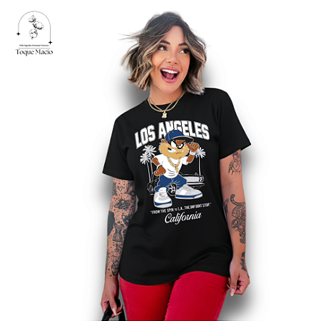 T-SHIRT TAZ LOS ANGELES - PRETO