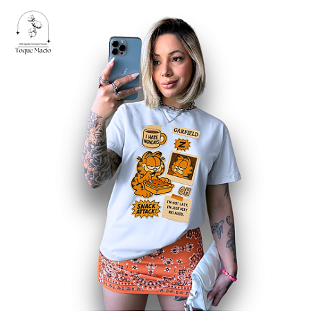 T-SHIRT GARFIELD SNACK - BRANCO