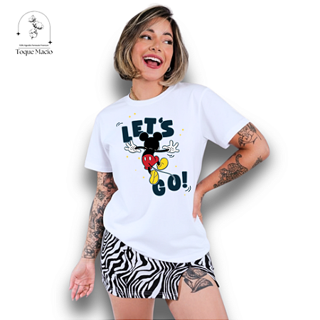 T-SHIRT MICKEY LETS GO - BRANCO