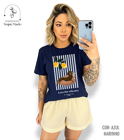 T-SHIRT DOG LIMON - AZUL MARINHO