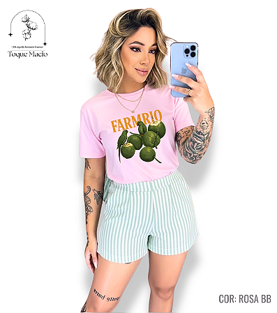 T-SHIRT FARM RIO COCO VERDE - ROSA BB