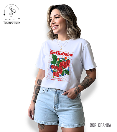 T-SHIRT FRAMBOISE - BRANCO