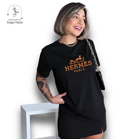 T-SHIRT HERMES - PRETO