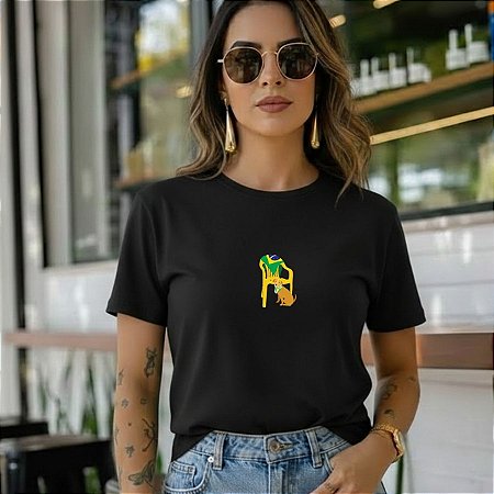 T-SHIRT CADEIRA CARAMELO - PRETO