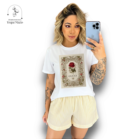 T-SHIRT GUCCI FLOR VINTAGE - BRANCO