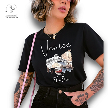 T-SHIRT VENICE ITALIA - PRETO