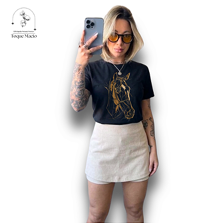 T-SHIRT HORSE - PRETO
