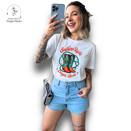 T-SHIRT COWGIRL BOOTS - BRANCO