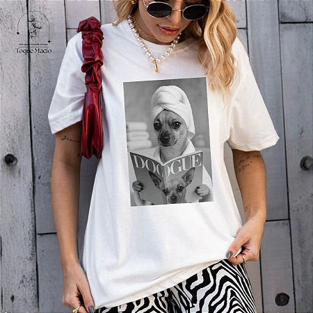 T-SHIRT DOG VOGUE - BRANCO