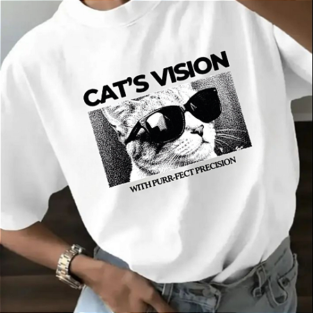 T-SHIRT CATS VISION - BRANCO