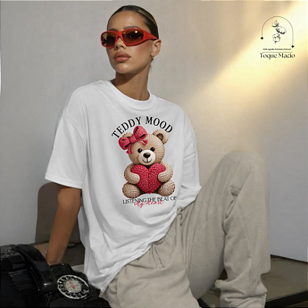 T-SHIRT TEDDY MOOD - BRANCO