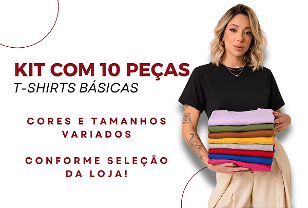 Kit 10 T-Shirts Feminina Básicas Variadas