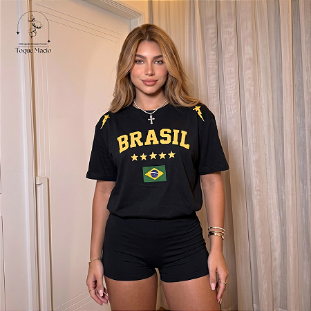 T-SHIRT BRASIL STAR - PRETO