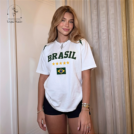 T-SHIRT BRASIL STAR - BRANCO