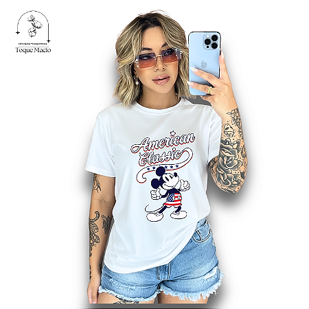 T-SHIRT MICKEY AMERICAN CLASSIC - BRANCO