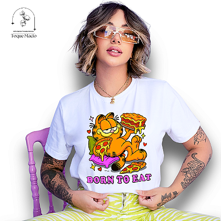 T-SHIRT GARFIELD PIZZA - BRANCO