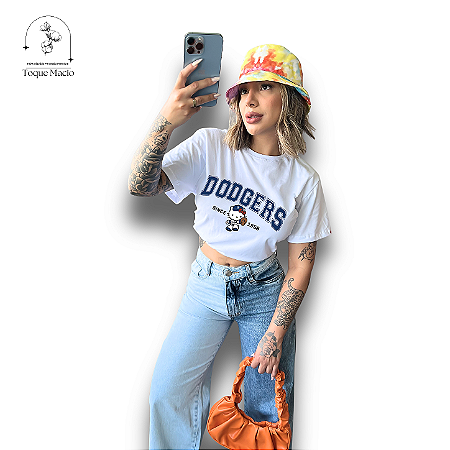 T-SHIRT DODGERS KITTY - BRANCO