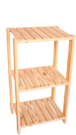 Estante com 3 Prateleiras de Madeira Maciça Pinus 100 x 50 x 40cm