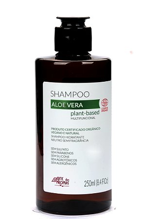 Shampoo Aloe Vera Neutro Certificado Orgânico Ecocert Cosmos Arte dos Aromas 250ml