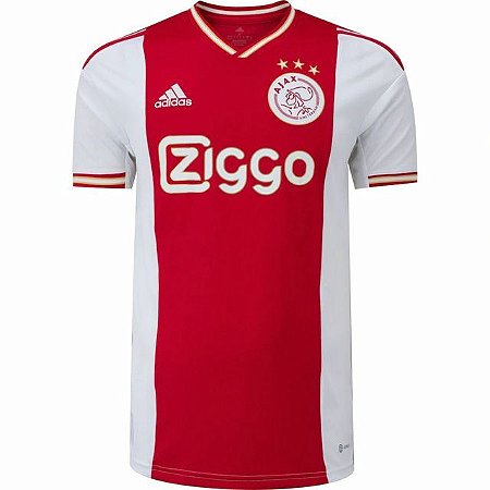 Camisa Ajax I 2022/23 Branca e Vermelha - Adidas - Masculino