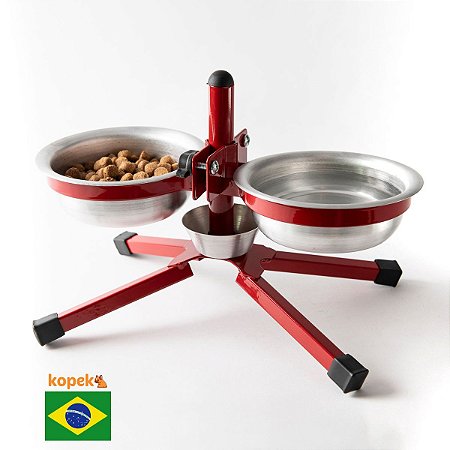 Comedouro Elevado Duplo para Cães e Gatos - Anti-Formiga Tamanho P