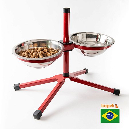 Comedouro Elevado Duplo para Cães e Gatos - Anti-Formiga Tamanho M