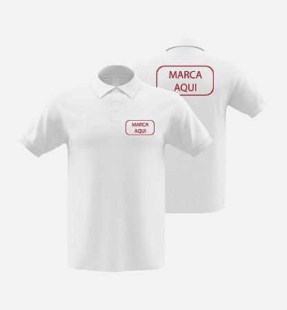 Camisa Polo Personalizada em Malha Poliéster Branca (NO MÍNIMO, 10 UNIDADES)