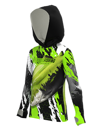 Camiseta Pesca Inf. Capuz Tambaqui Marnegro