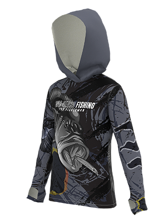Camiseta Pesca Inf. Capuz Tucunaré Ocelo Marnegro