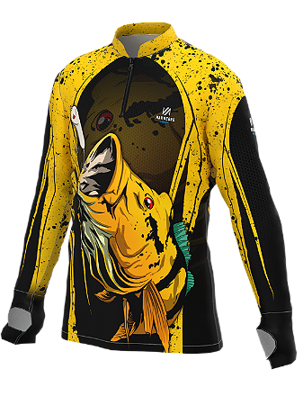 Camiseta Pesca Inf. UV Tucunaré Amarelo Marnegro