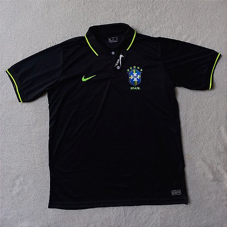 Camisa seleção brasileira gola polo - Preta e Verde Cana - Dryfit ZONE