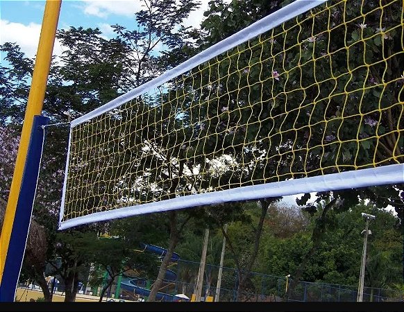 Rede Para Peteca  Com Quatro  Faixas 5mts Fio 1,5mm - Altura 50cm Comprimento 5.0 m - Cor Amarelo