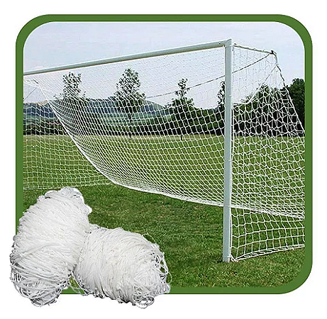 Rede De Futebol de Campo 7,5 Metros. Fio 4mm - Altura 2,50m x  Fundo 1,50m x 1,0m de haste.  - 2 Unidades
