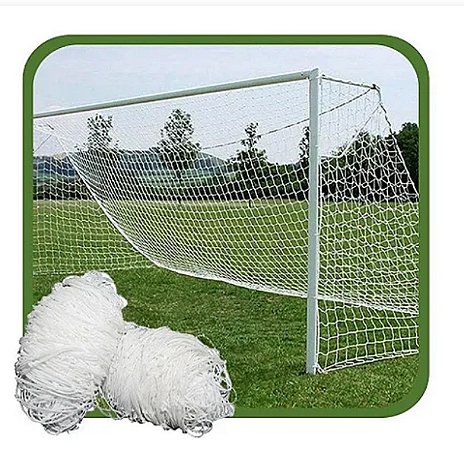 Rede De Futebol de Campo 7,5 Metros. Fio 4mm - Altura 2,50m x  Fundo 1,50m x 1,0m de haste.  - 2 Unidades