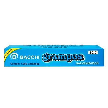 Grampo 26/6 Galvanizado 1000UN - Bacchi