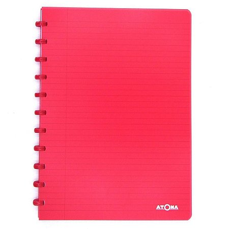 Caderno De Disco A4 72 Folhas Transparent Vermelho - Atoma
